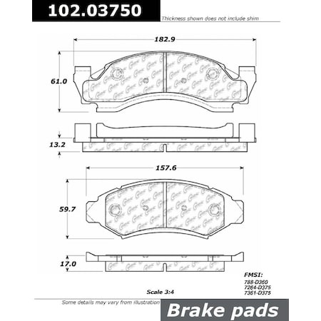 Centric Parts CTEK Metallic Pad, 102.03750 102.03750